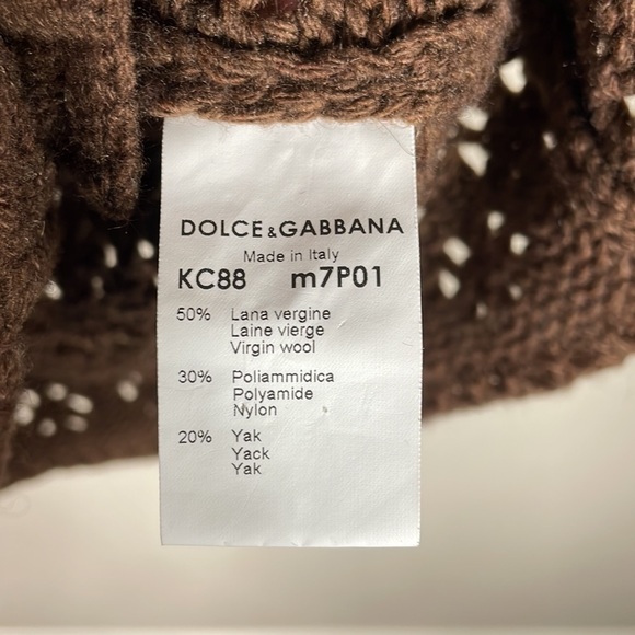 Dolce & Gabbana Chunky Open Cable Knit Vest Cardigan Brown Wool Yak - Picture 7 of 10
